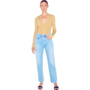 NWT Goldsign The Rib V Front Bodysuit in Gold Size XS